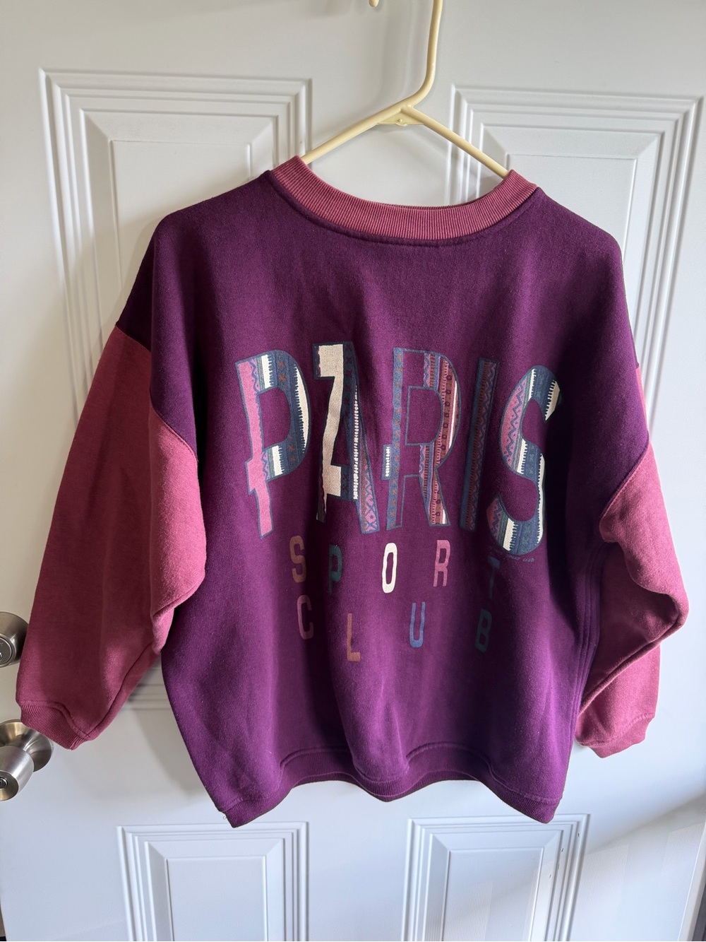 Vintage Paris Sport Club Women's Plum Pullover Sweater size large
